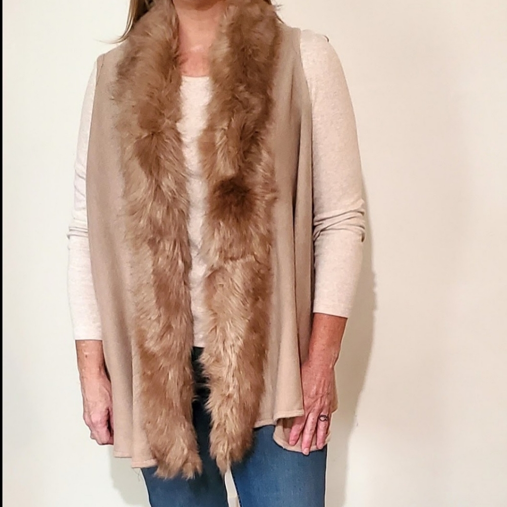Faux Fur Vest Cardigan